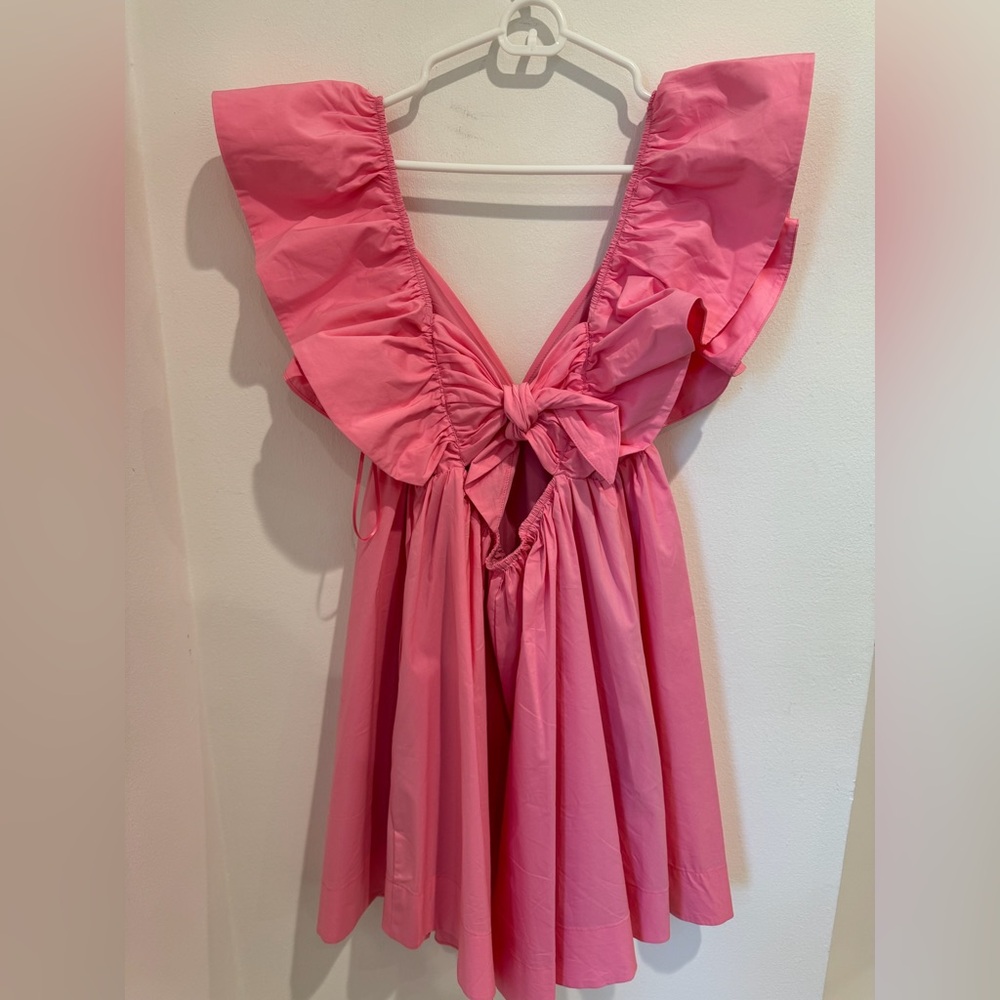 Pink Ruffled Mini Dress Size Small - Picture 5 of 7